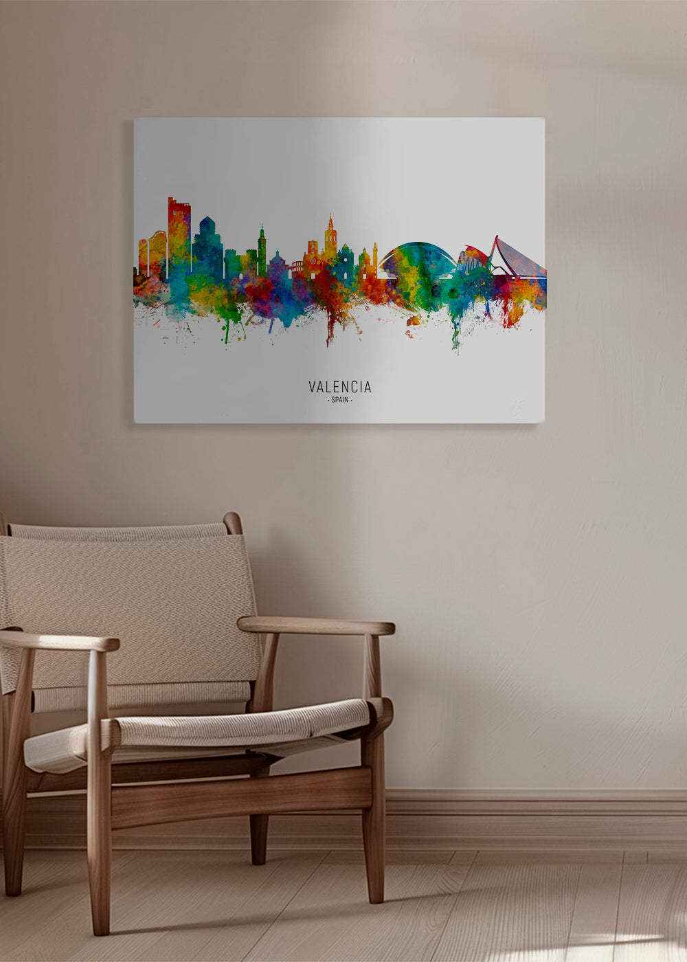 Reisposter Valencia skyline aquarel