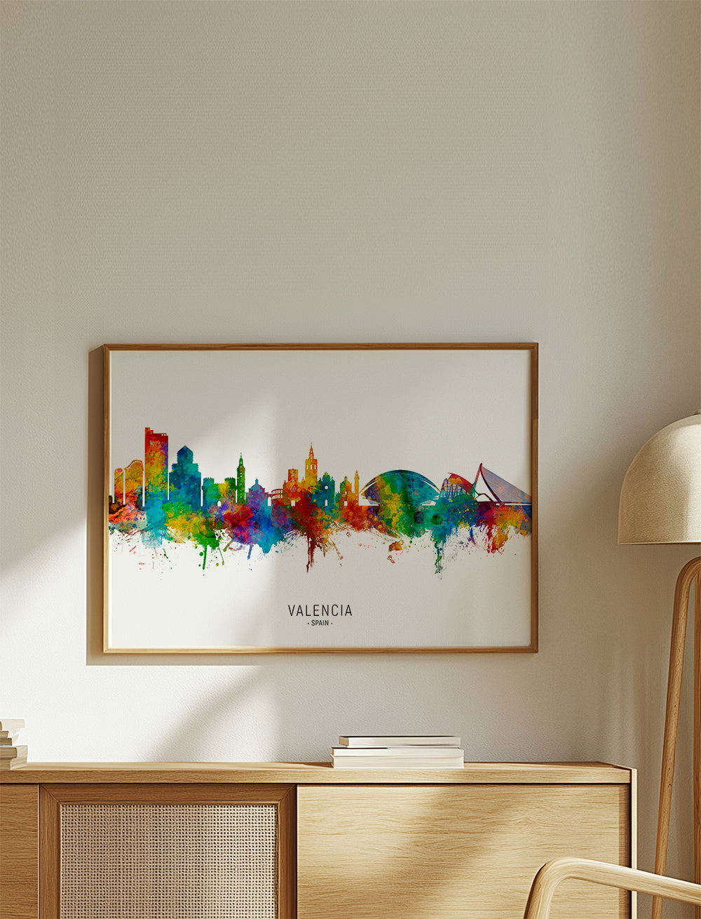 Reisposter Valencia skyline aquarel