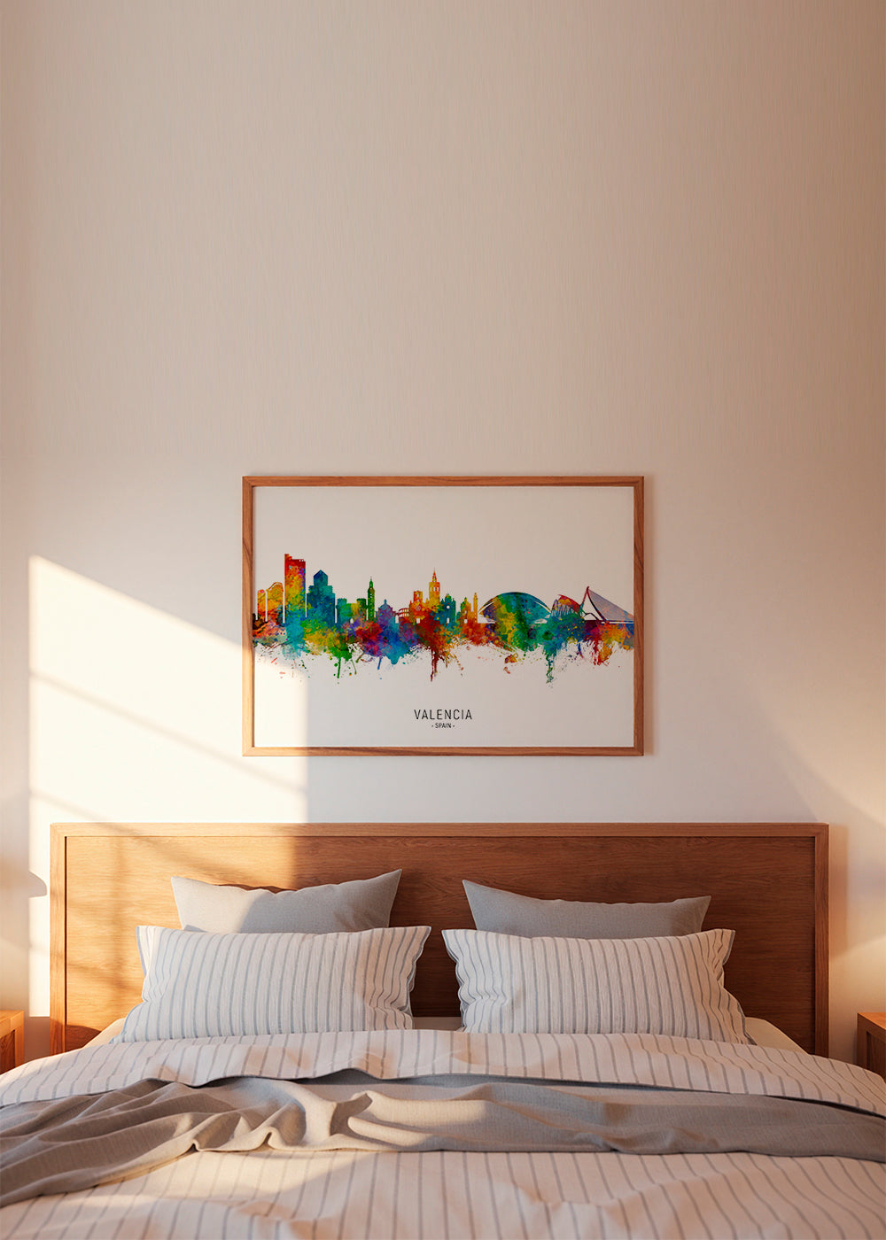 Reisposter Valencia skyline aquarel