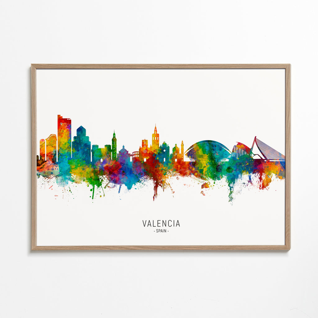 Reisposter Valencia skyline aquarel