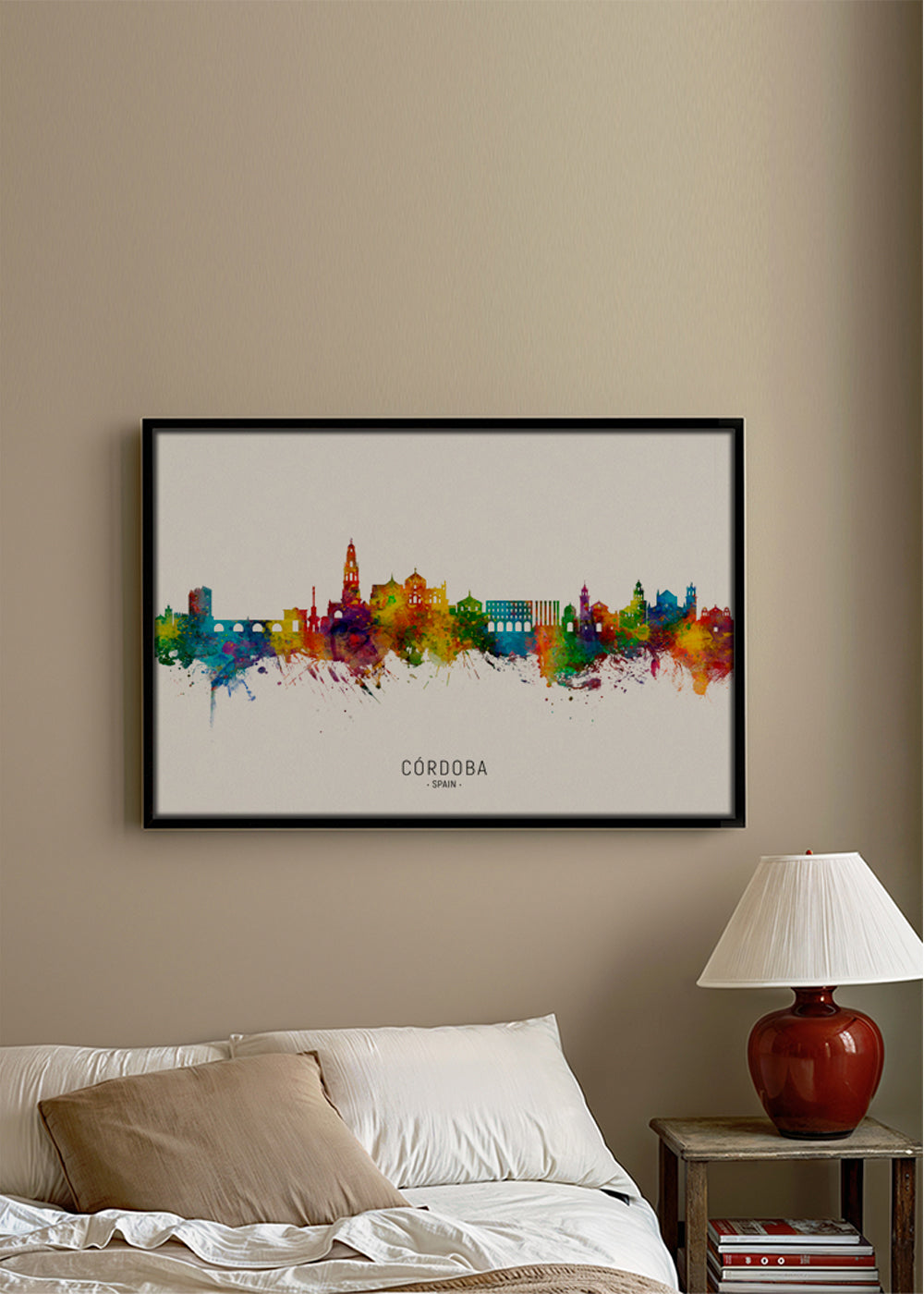 Keuken kunst Córdoba skyline aquarel multicolor