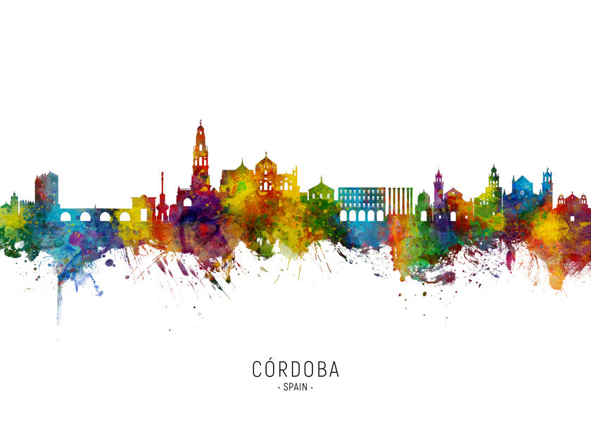 Keuken kunst Córdoba skyline aquarel multicolor
