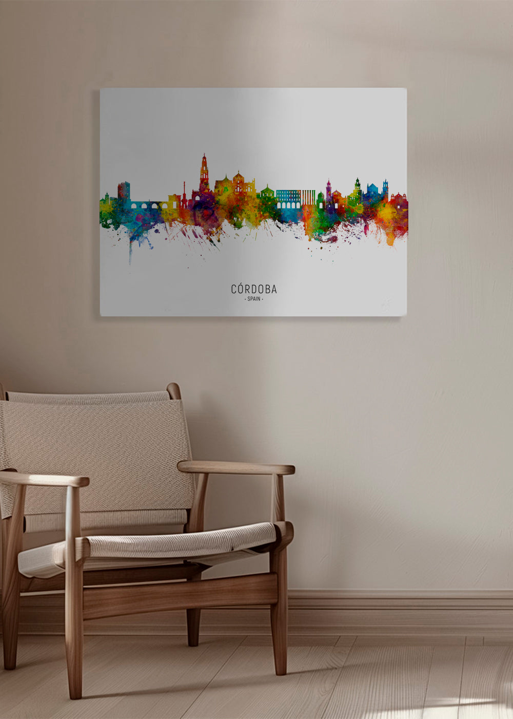 Keuken kunst Córdoba skyline aquarel multicolor