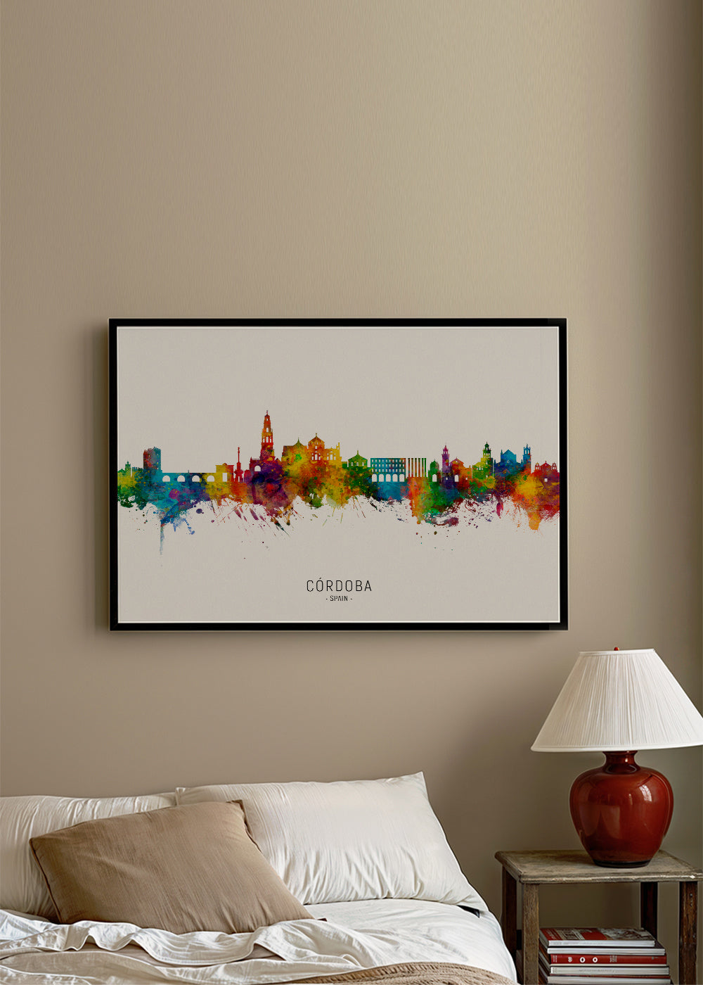Keuken kunst Córdoba skyline aquarel multicolor