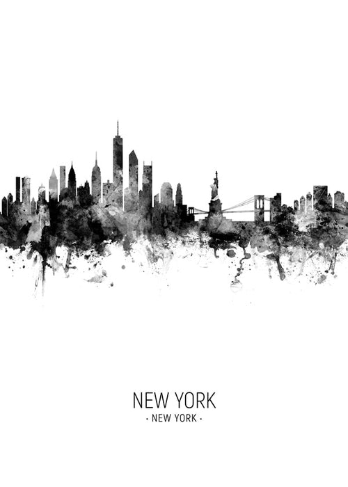 Keuken kunst: New York skyline inktwerk