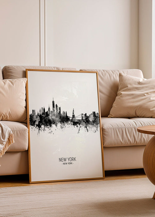 Keuken kunst: New York skyline inktwerk
