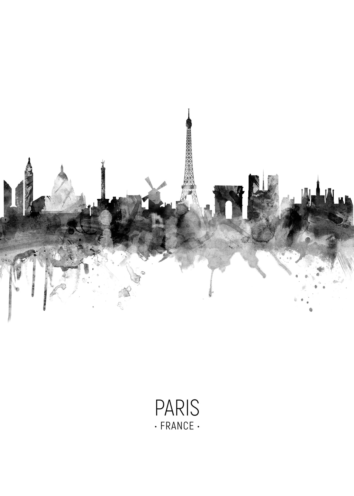 Paris Skyline en blanco y negro - Unframed art print