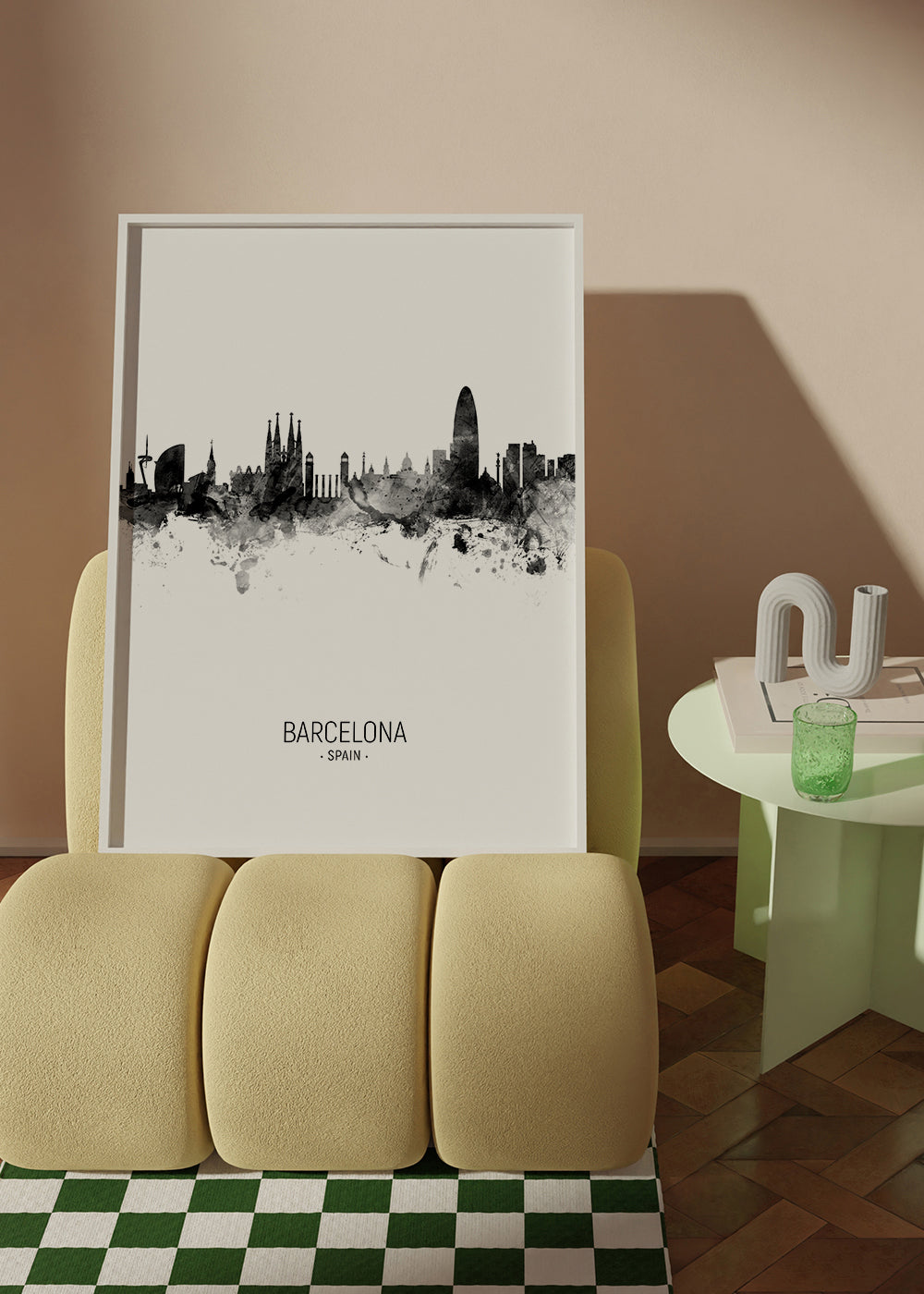 Barcelona skyline noir et blanc