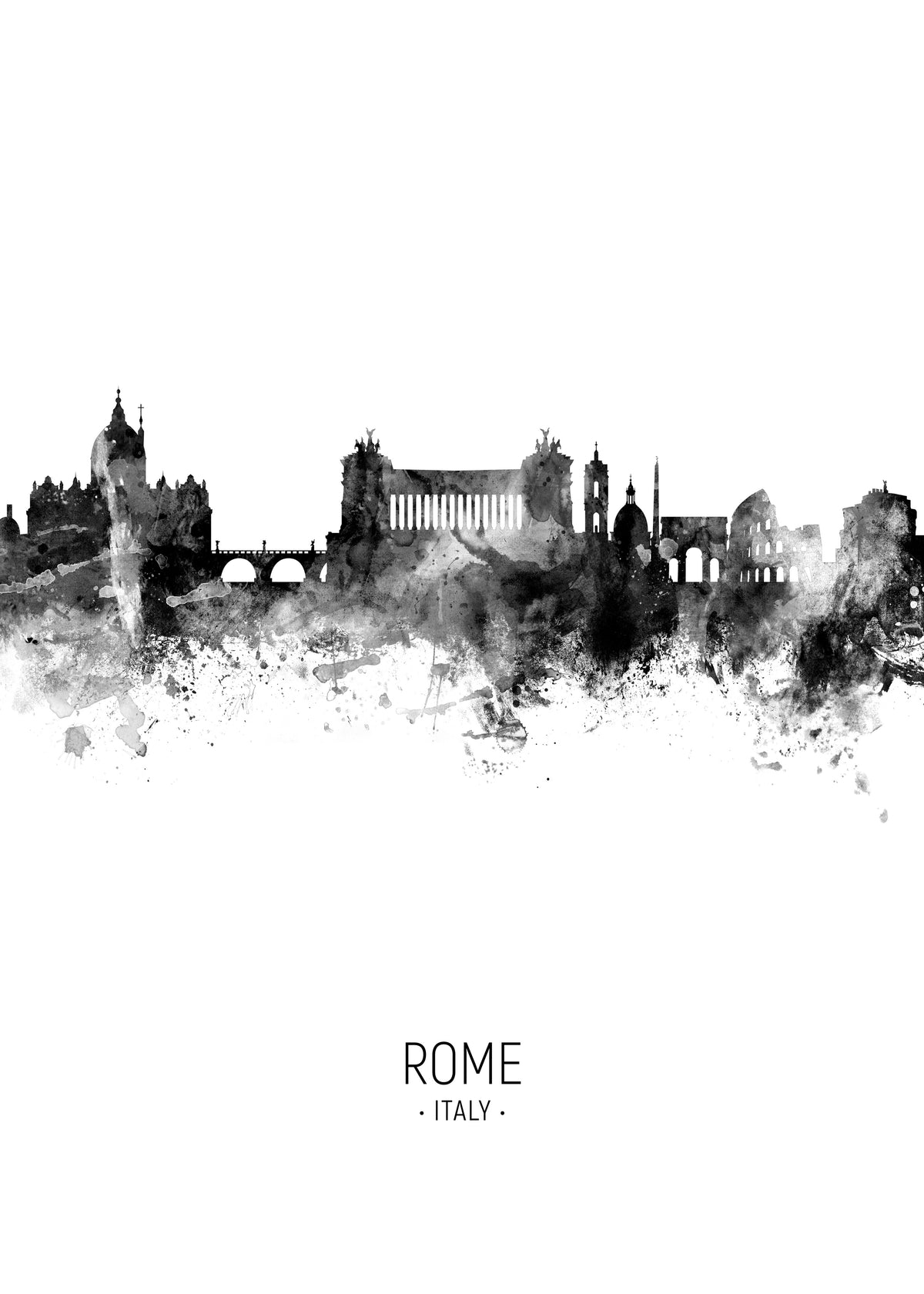 Rome Skyline en blanco y negro - Unframed art print