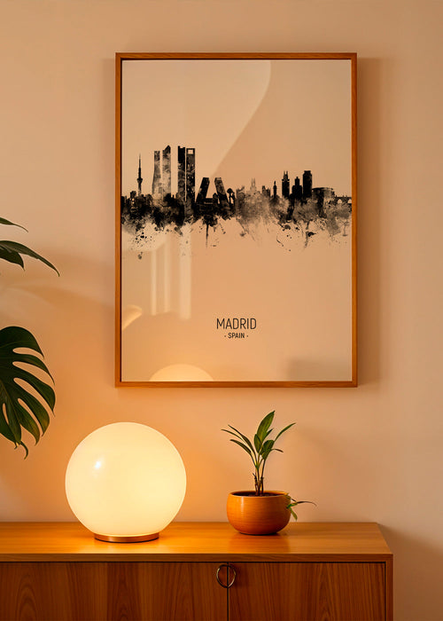 Keuken kunst Madrid skyline inkt