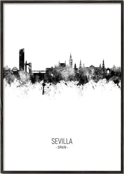 Stadskunst: Sevilla skyline ininkt