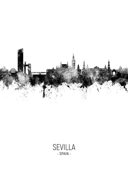 Stadskunst: Sevilla skyline ininkt