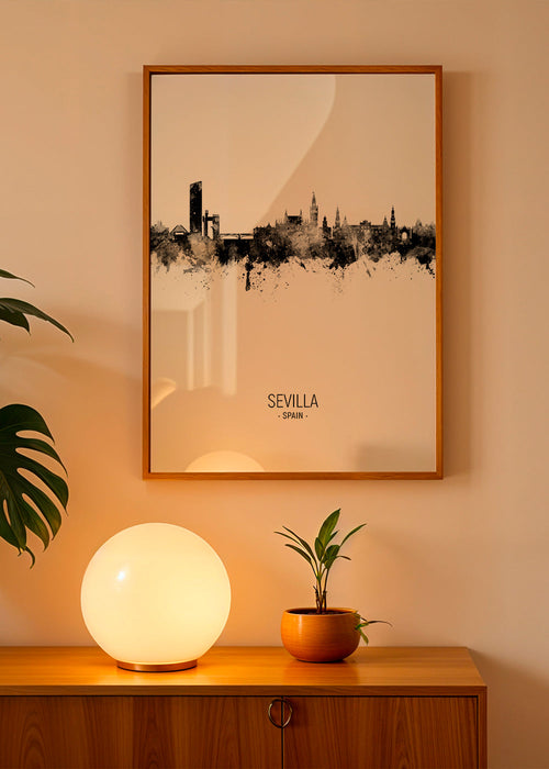 Stadskunst: Sevilla skyline ininkt