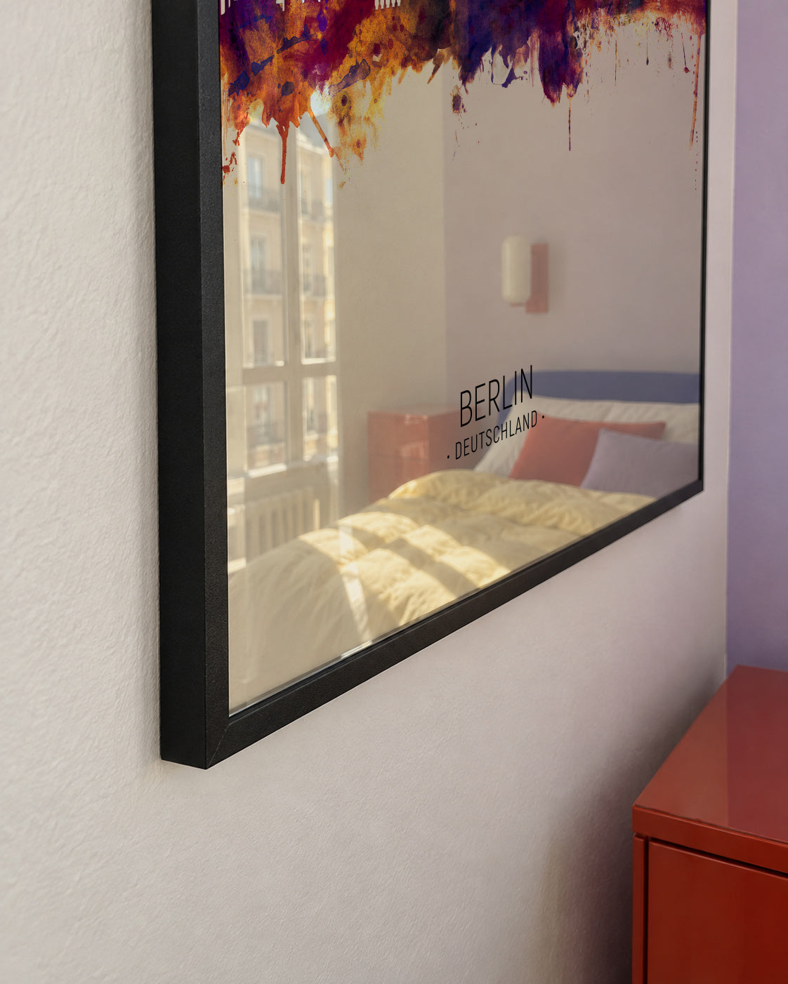 Berlin Skyline en beige - Framed poster detail