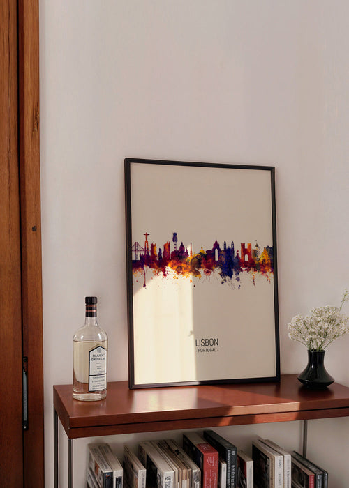 Keuken kunst: Lissabon skyline aquarel