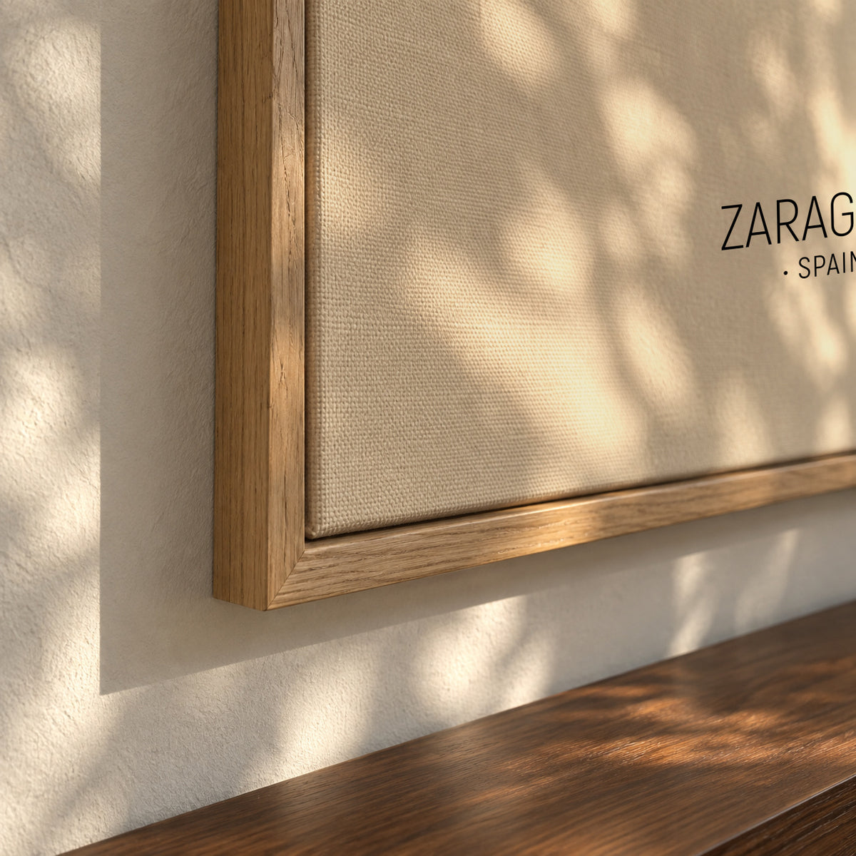 Zaragoza Skyline en beige - Framed canvas detail