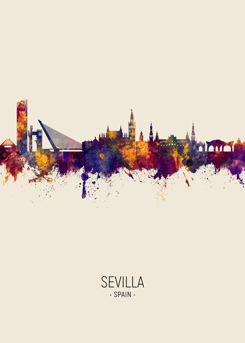 Stadsposter met Seville skyline