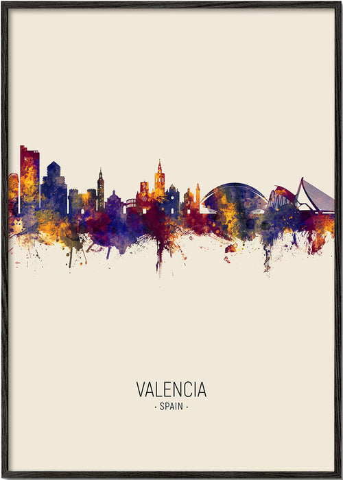 Keuken kunst Valencia aquarel skyline