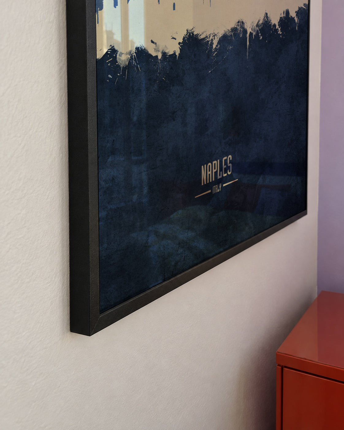 Naples Skyline Azul - Framed poster detail