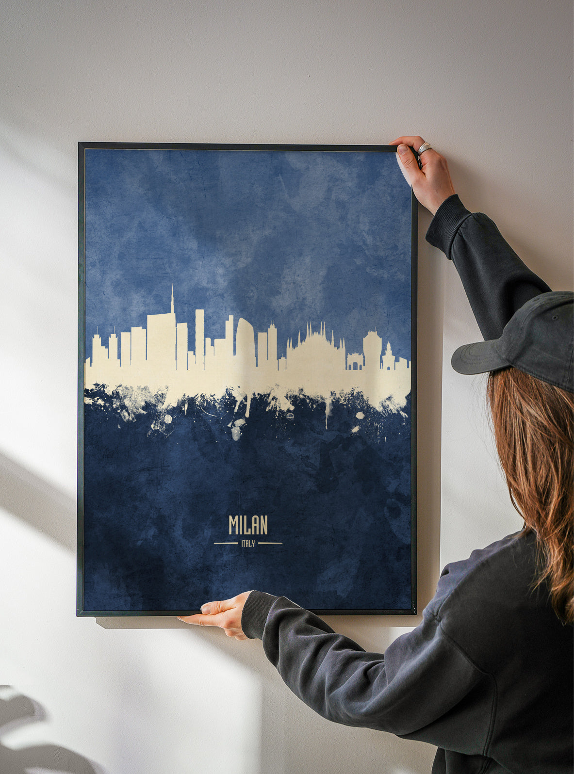 Milan Skyline Azul - Framed poster detail