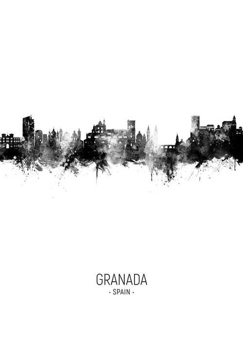 Keuken kunst Granada skyline inktillustratie