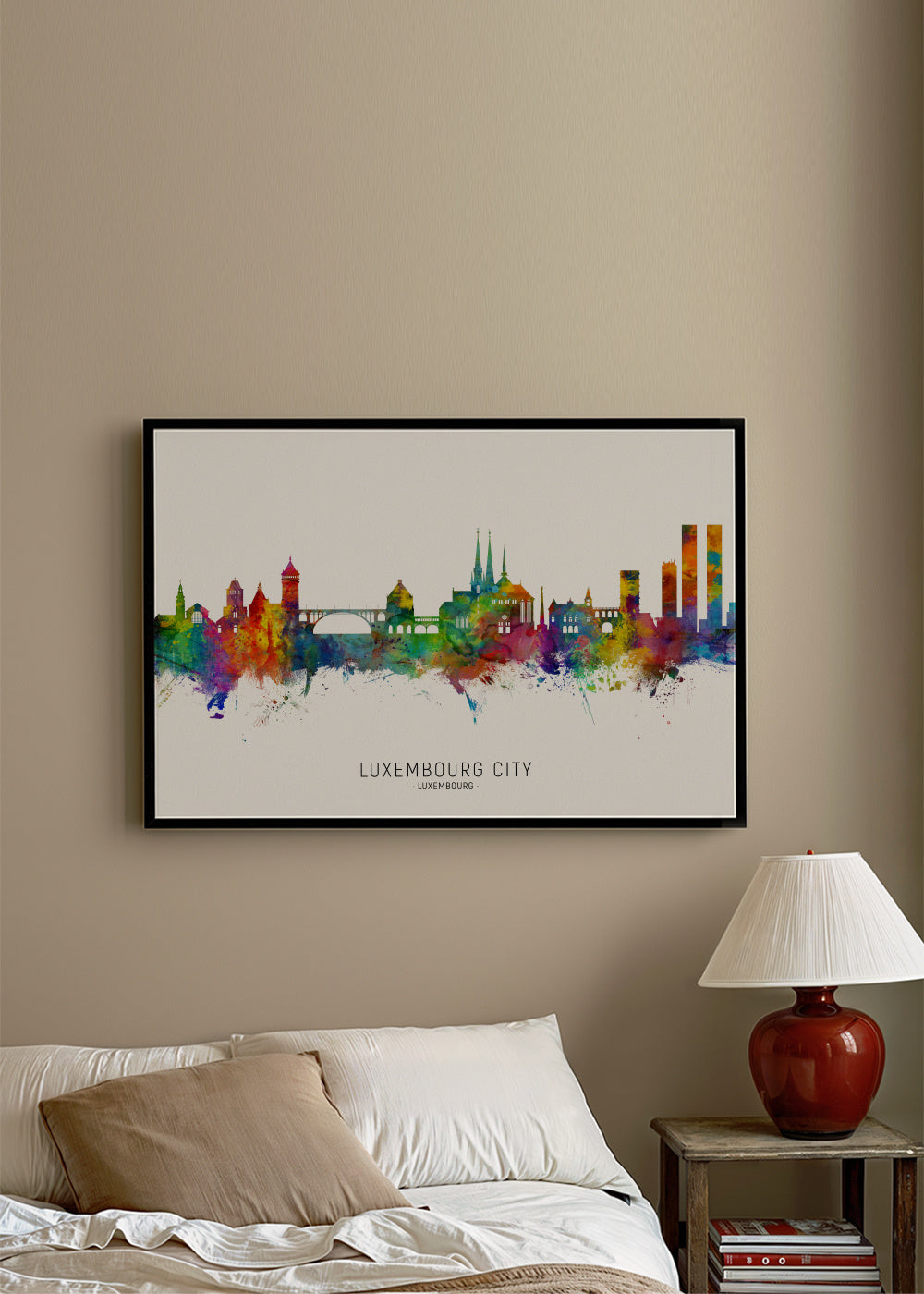 Luxembourg City Skyline multicolor - Framed poster in an interior
