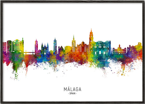 Stadsafbeelding Málaga aquarel skyline