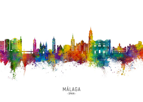 Stadsafbeelding Málaga aquarel skyline