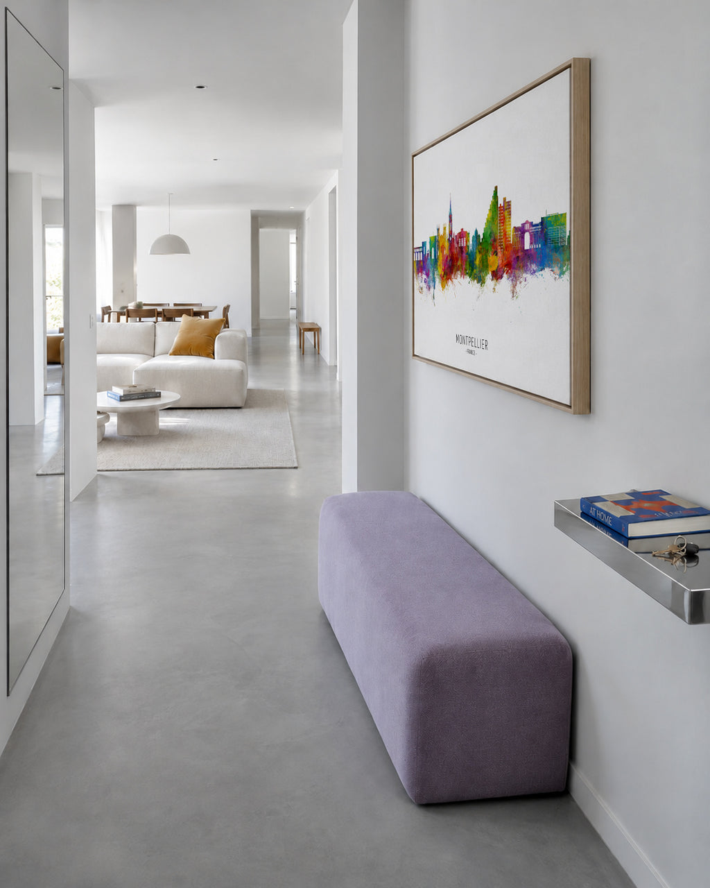 Montpellier Skyline multicolor - Framed canvas in an interior