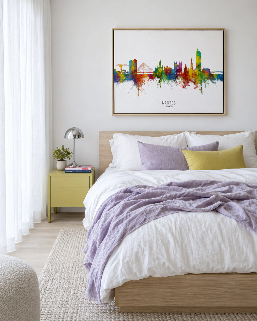 Nantes Skyline multicolor - Framed canvas in an interior