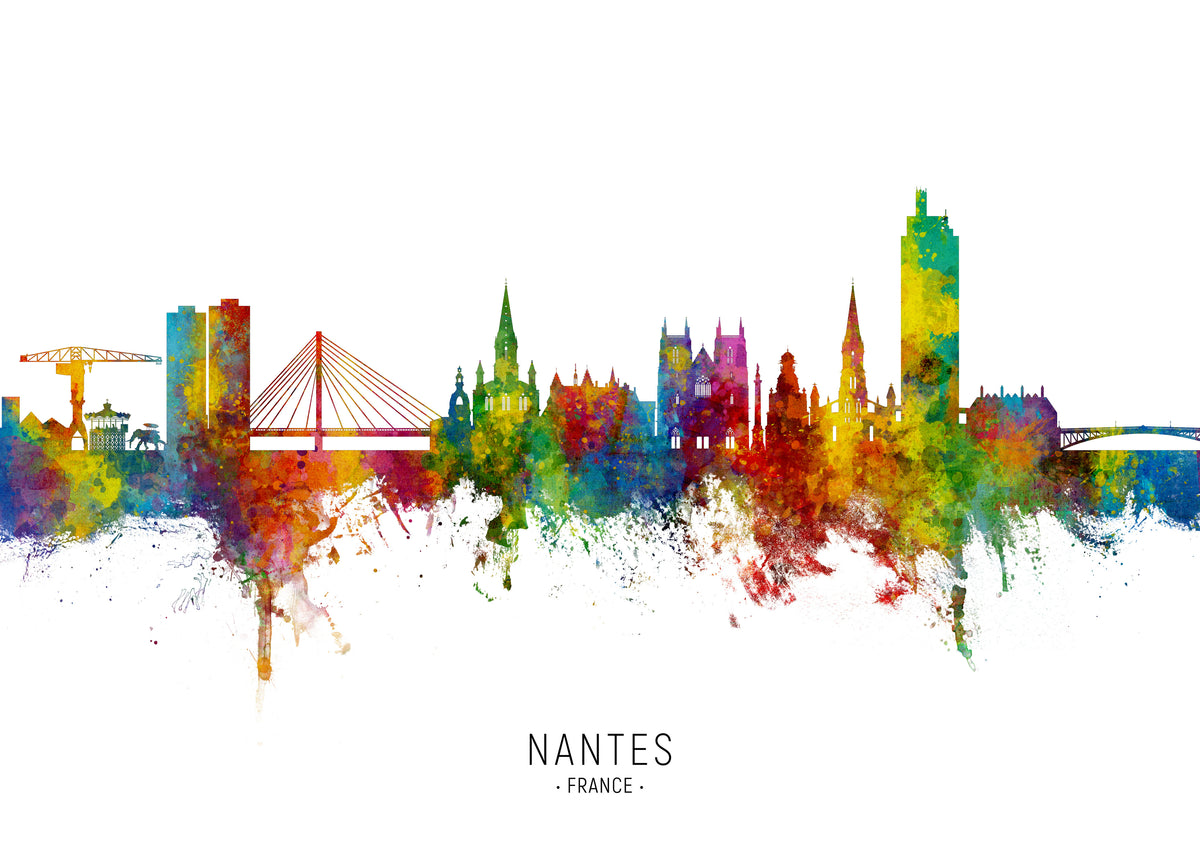 Nantes Skyline multicolor - Unframed art print