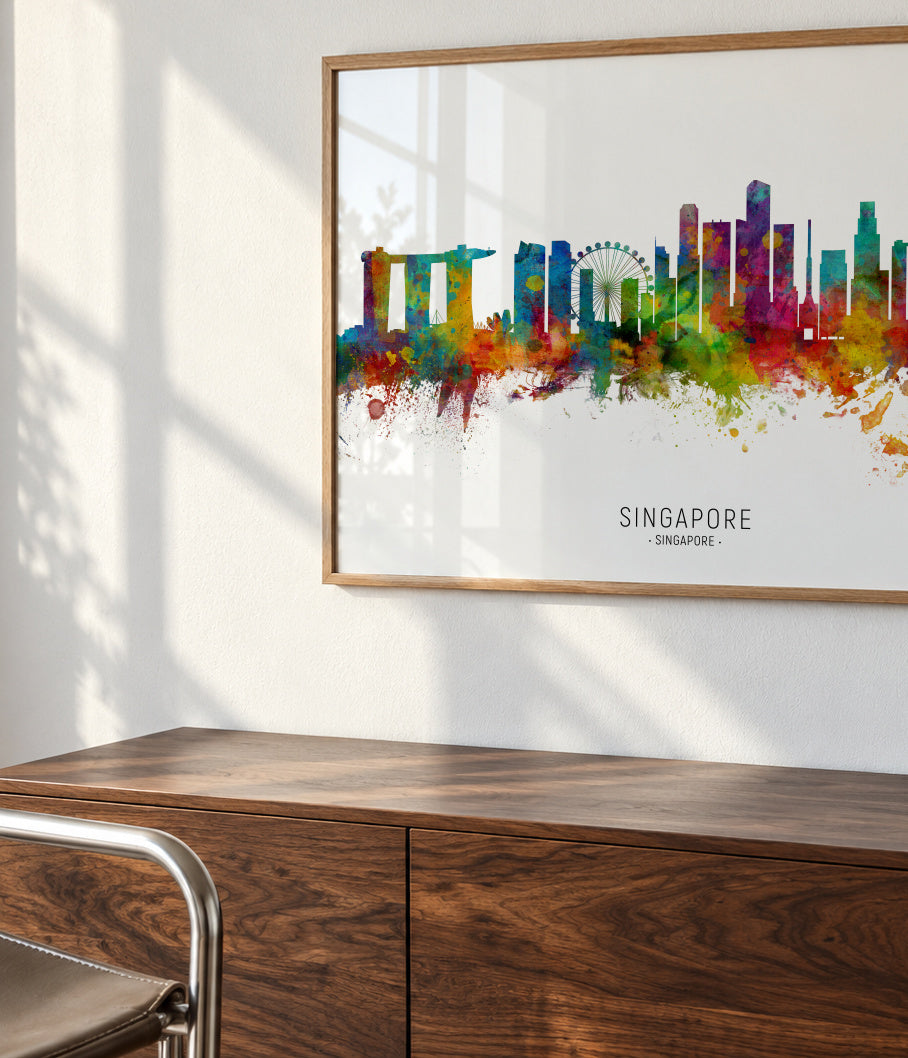 Singapore Skyline multicolor - Framed poster detail
