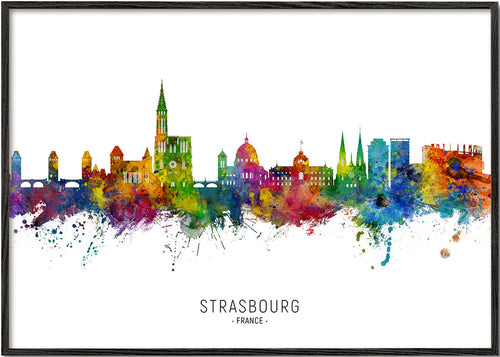 Stadsposter Strasbourg kleurrijke skyline