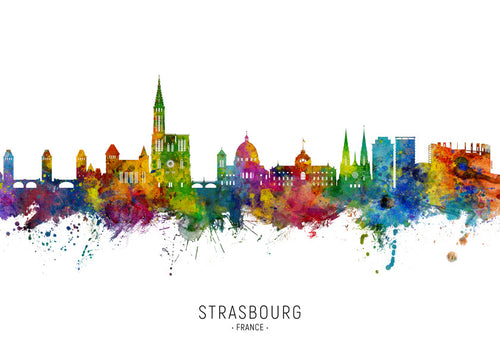 Stadsposter Strasbourg kleurrijke skyline