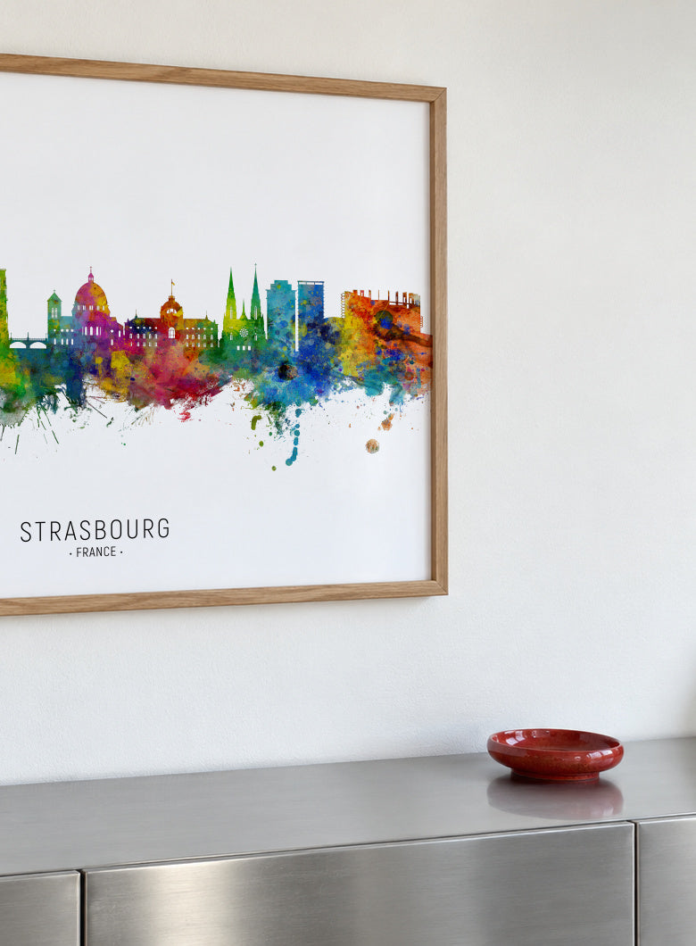 Strasbourg Skyline multicolor - Framed poster detail