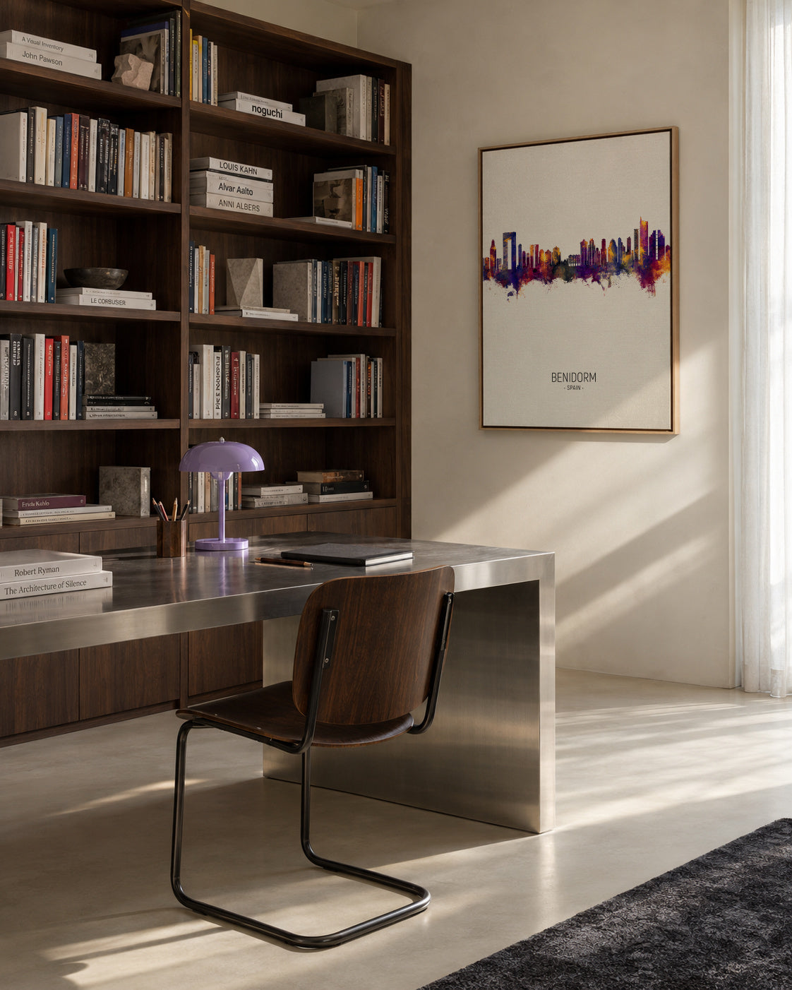 Benidorm Skyline beige - Framed canvas in an interior