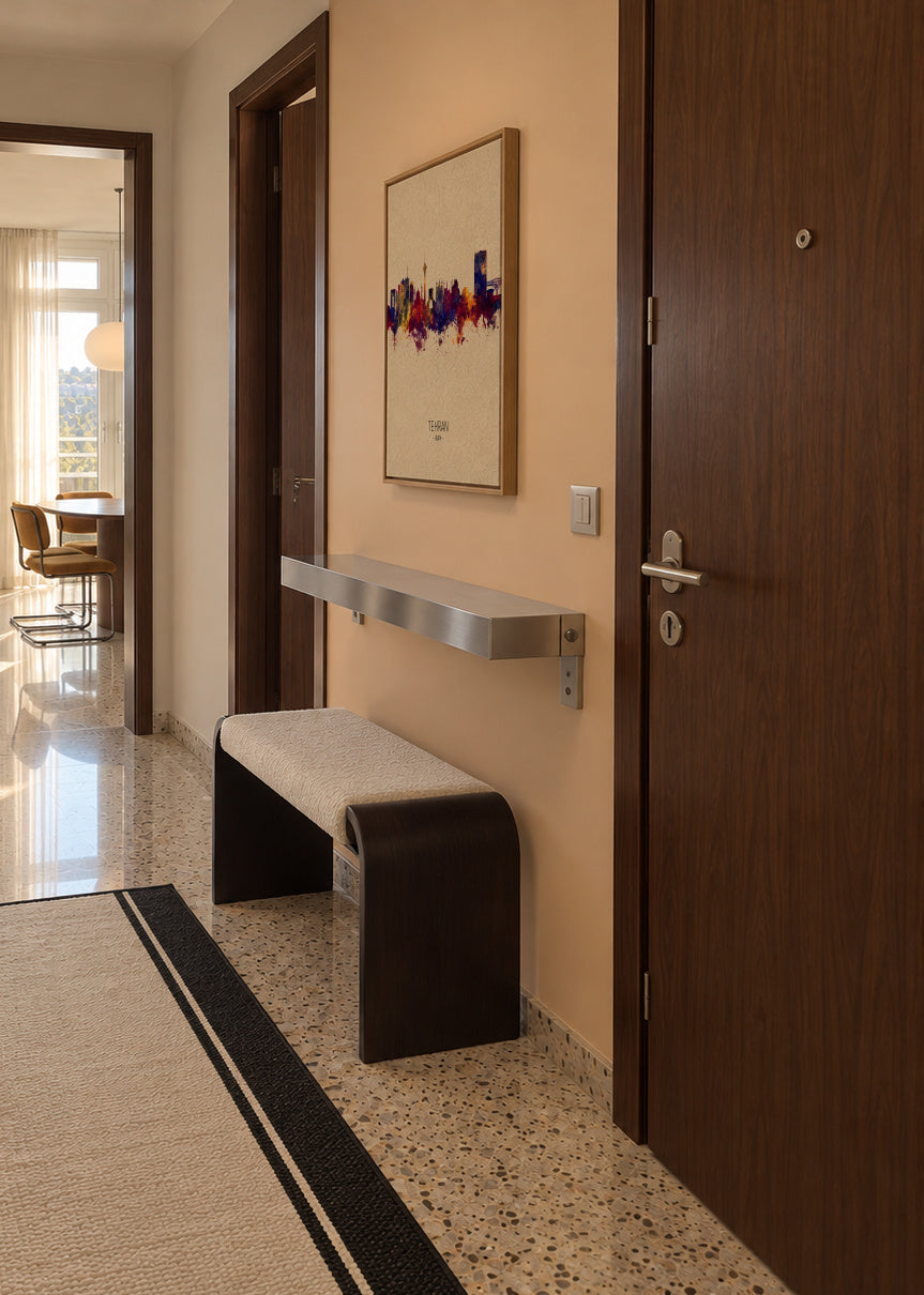 Tehran Skyline beige - Framed canvas in an interior
