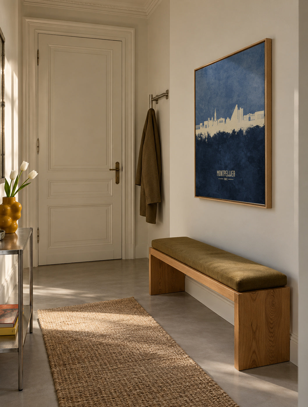 Montpellier Skyline azul - Framed canvas in an interior