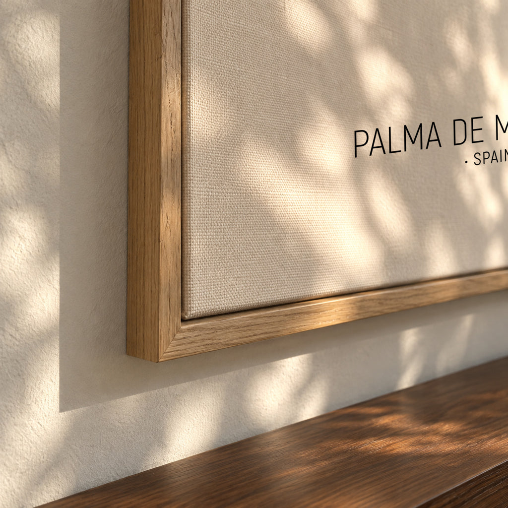 Palma de Mallorca Skyline blanco y negro - Framed canvas detail
