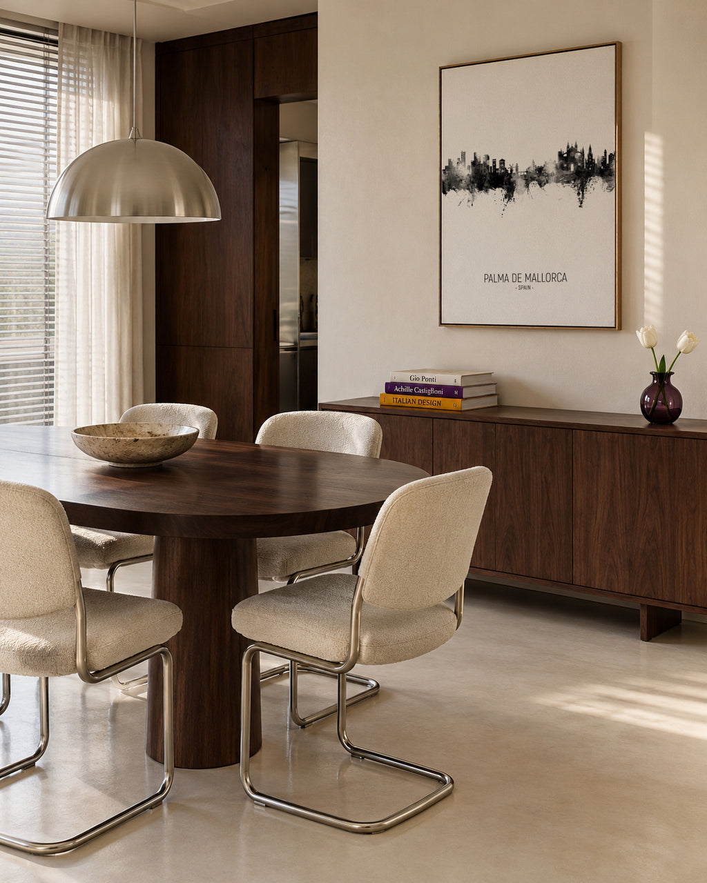 Palma de Mallorca Skyline blanco y negro - Framed canvas in an interior