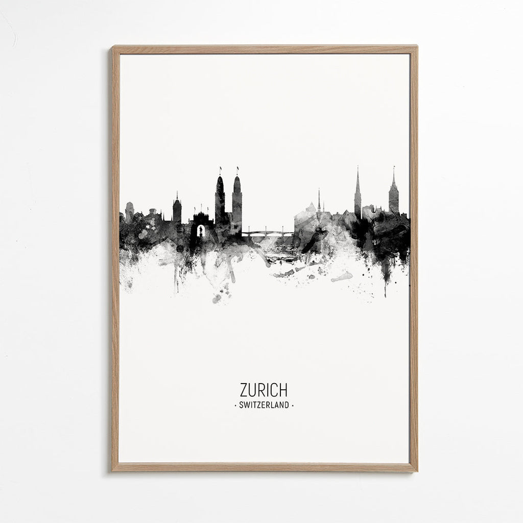 Zurich Skyline blanco y negro