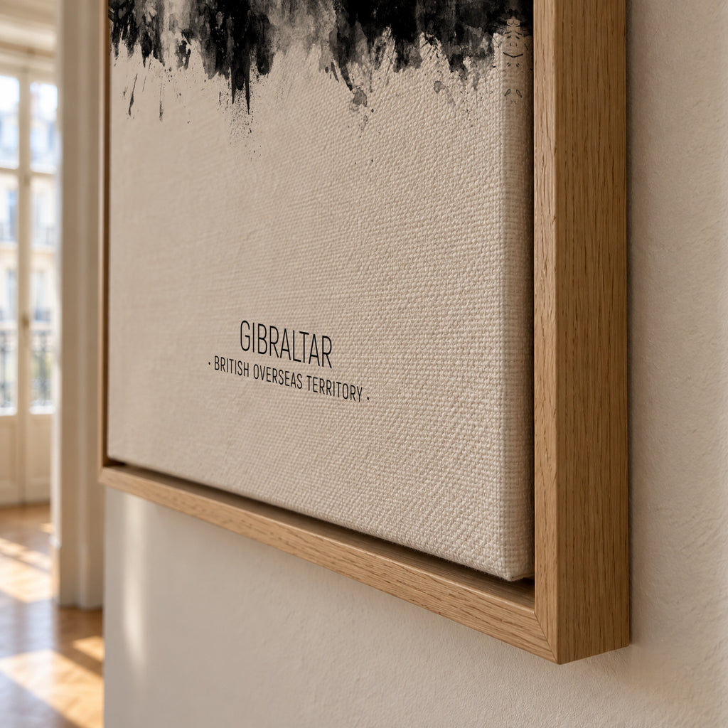 Gibraltar Skyline blanco y negro - Framed canvas detail