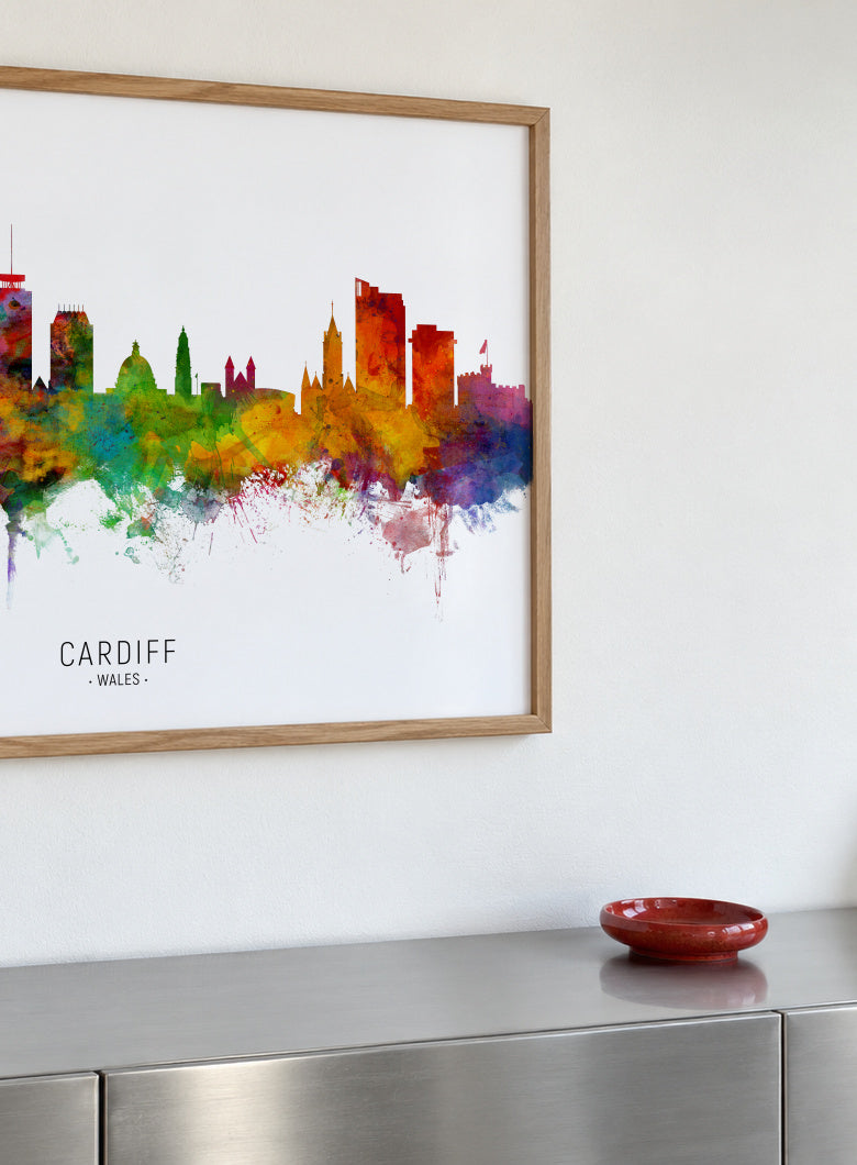 Cardiff Skyline multicolor - Framed poster detail