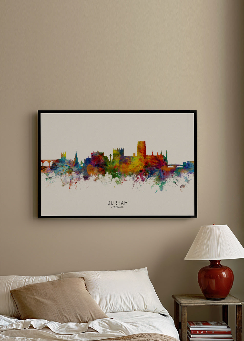 Durham Skyline multicolor - Framed poster in an interior