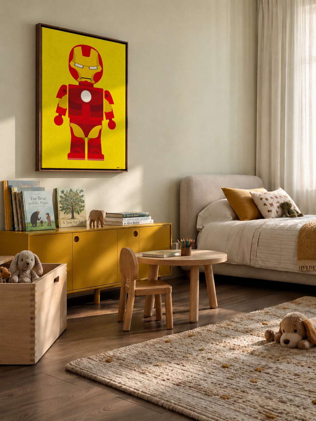 Toy Ironman - Framed canvas in an interior