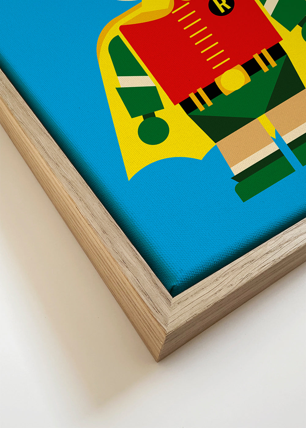 Kinderposter: speels superheld speelgoed op blauwe achtergrond
