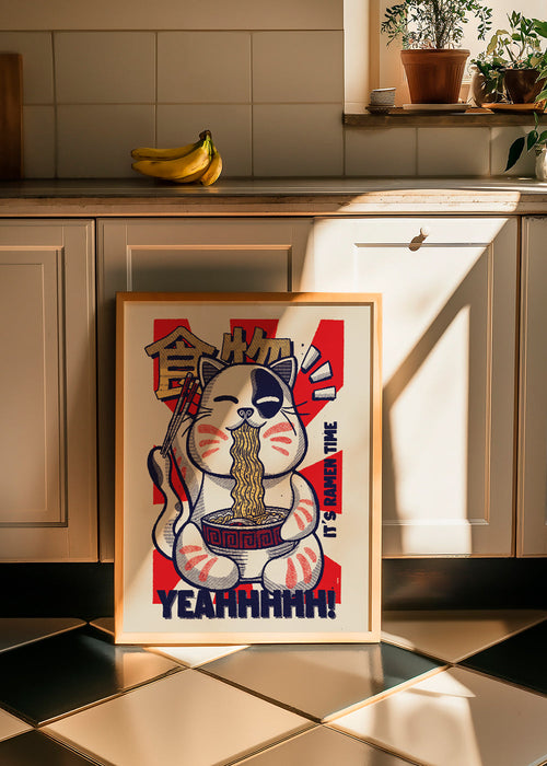 Keuken kunst: ramen kat illustratie