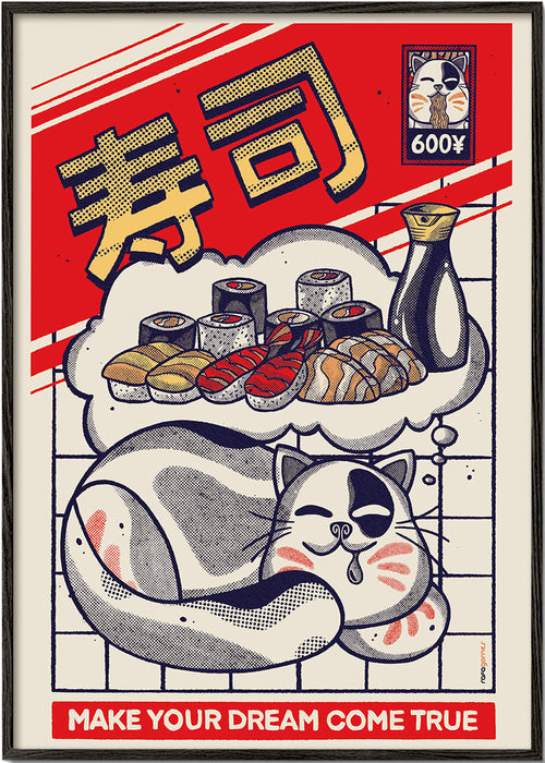 Keuken kunst met sushi kat