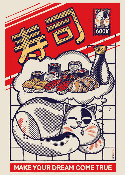 Keuken kunst met sushi kat
