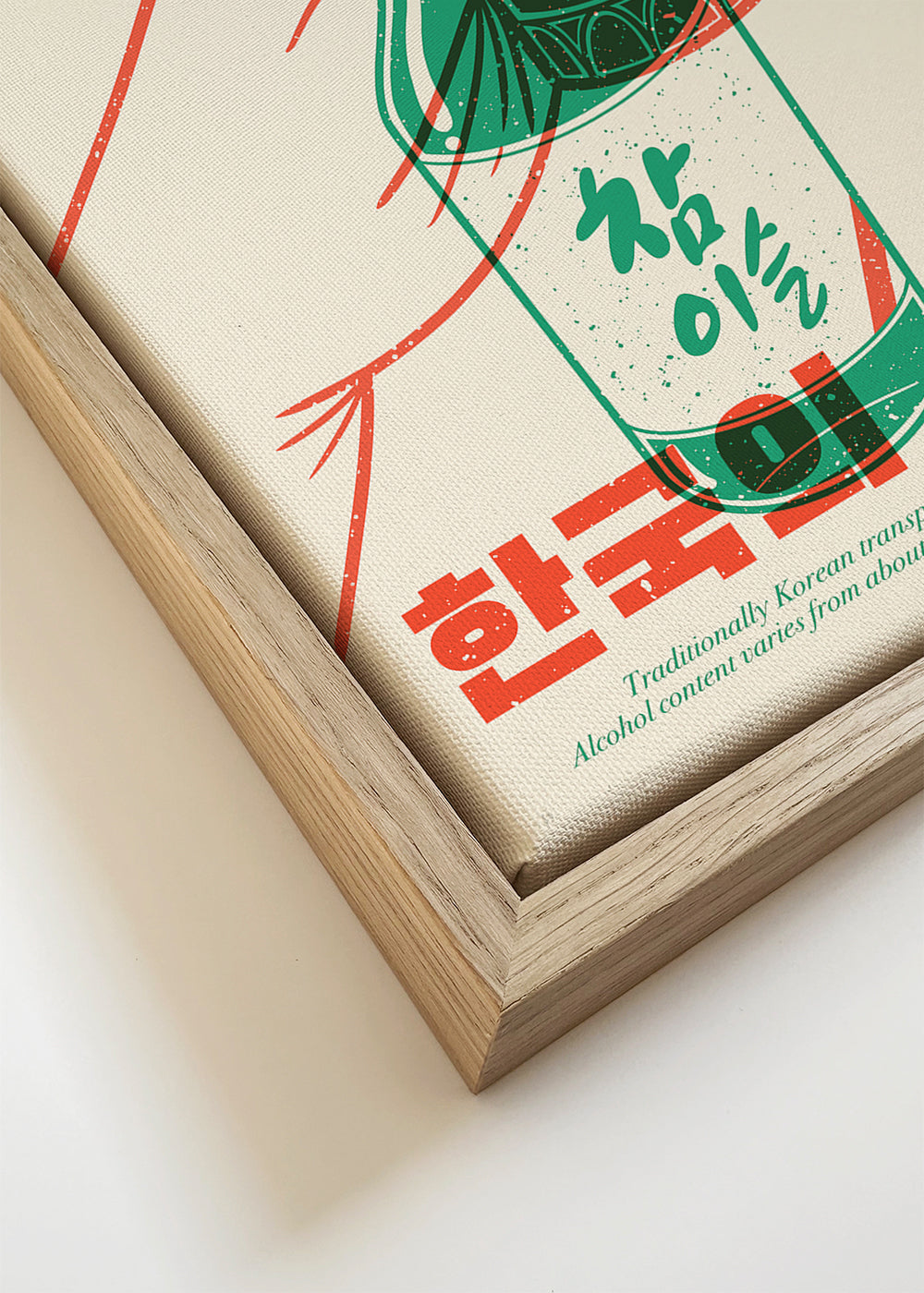 Keuken kunst met geïllustreerde soju-fles
